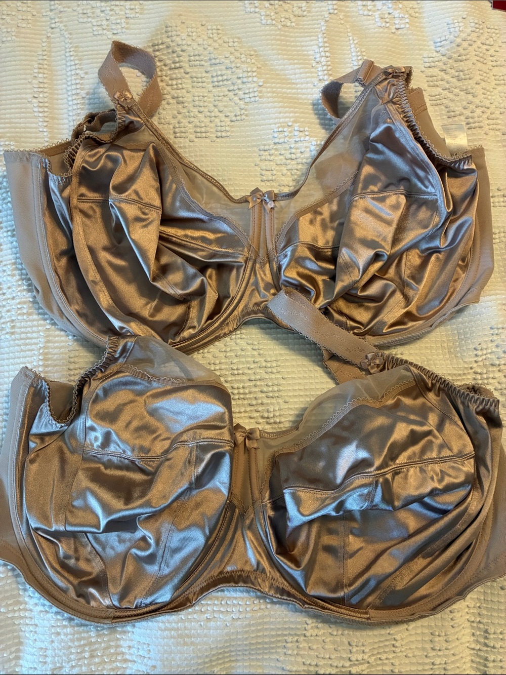Goddess Shiny Champagne Satin-Look Full Coverage Underwire Bras 2bras included